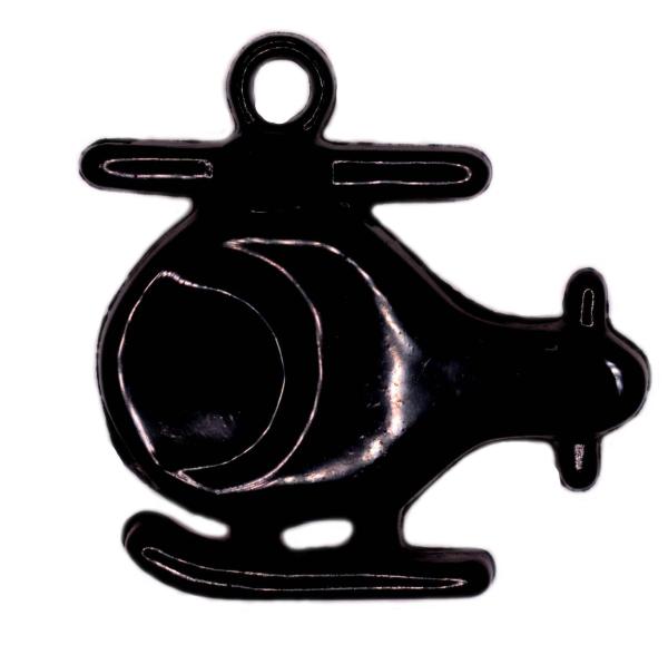 Kids button as a helicopter made of plastic in black 18 mm 0,71 inch